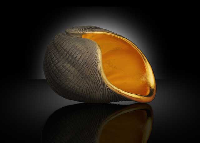 Jacques Vesery| Damariscotta, Maine. One Ocean, Different Skies. Cherry, gold and silver leaf.