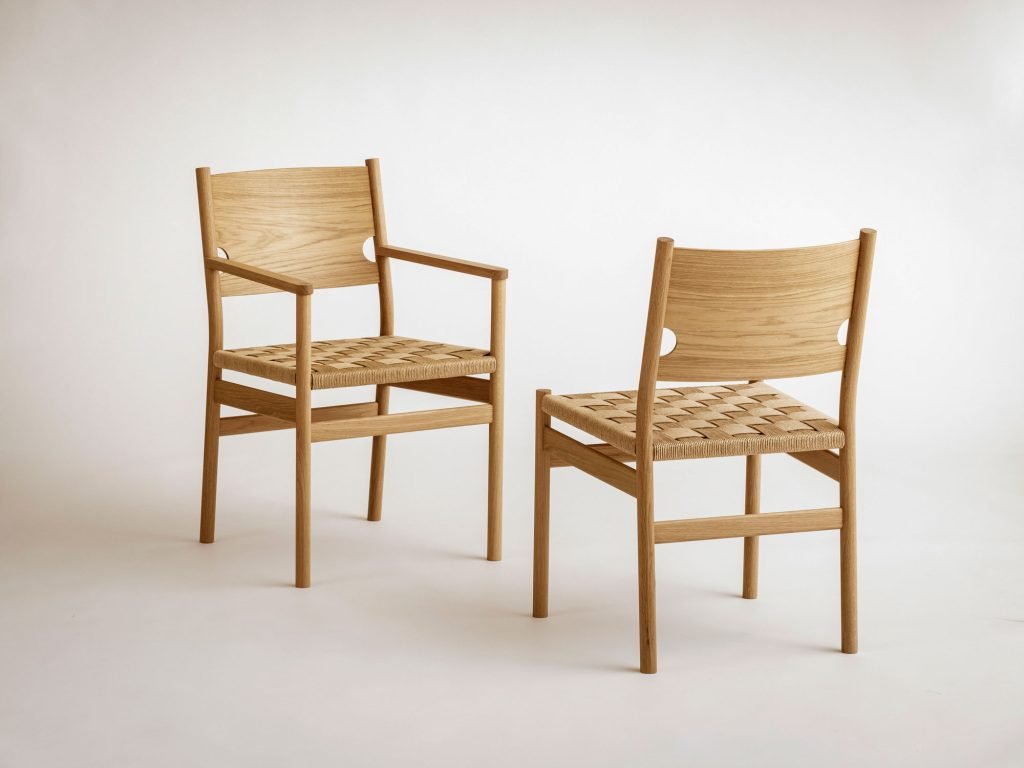 Heide Martin | Rockland, ME. Gather Chair, 2021. Oak, Danish cord. 30” x 21” x 20”. $2,200