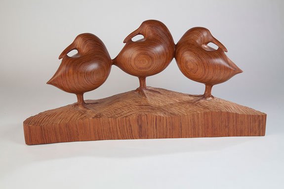 Hank Tyler|Hallowell, Maine. Resting Sandpipers, 2013. Bubinga, tung oil. $3,000. 10