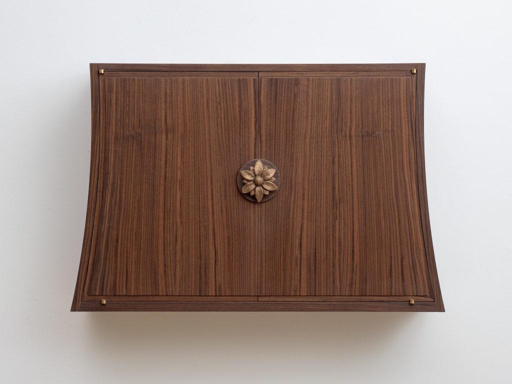Spencer Dixon | South Portland, ME. Gala, 2025. Walnut, maple. 20” x 30” x 7.5”. NFS.