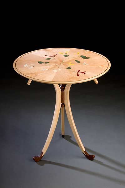 Tim Hewett | Monticello, FL, Honeysuckle Table, ash and walnut legs, maple and various woods in top,2010